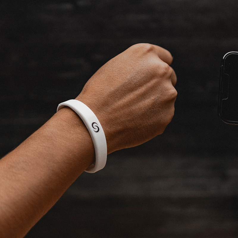 White NFC Wristband phone tap