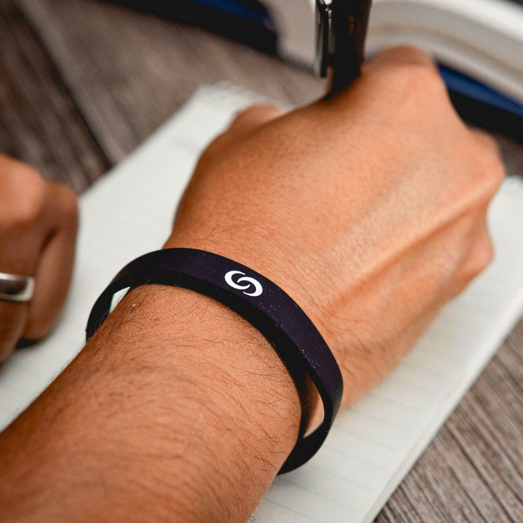 Black NFC Wristband on hand