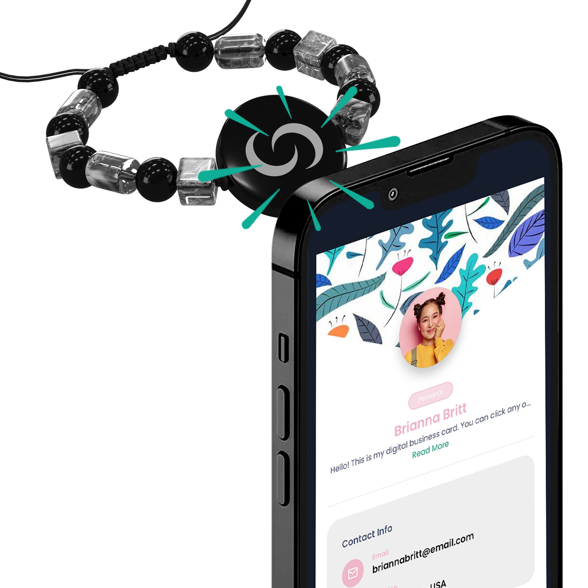 Black NFC pendant pairing with phone