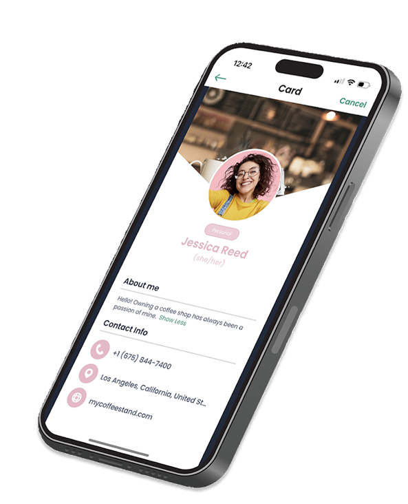 a digital business card of a user of Contact Co