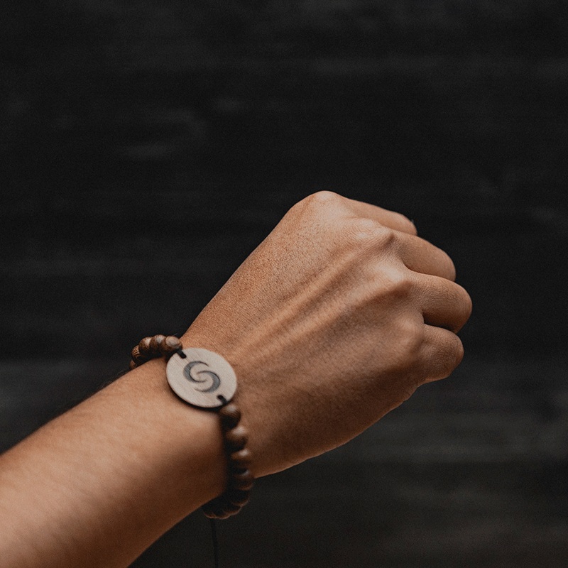 NFC Wooden Bracelet phone tap to share