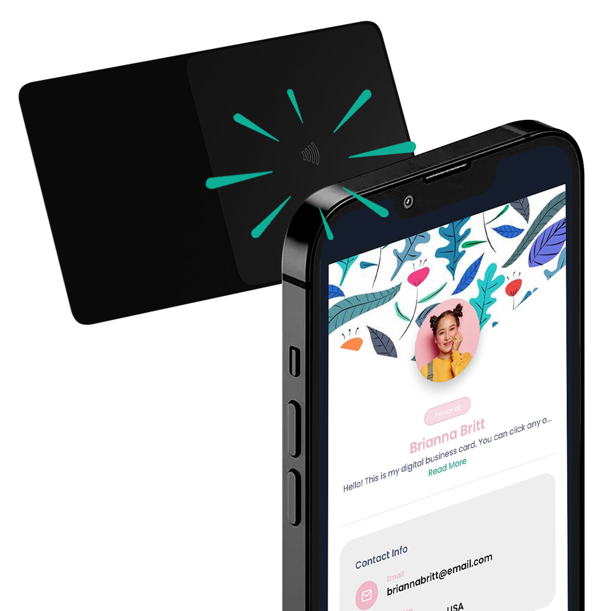 Black NFC Card tap to share