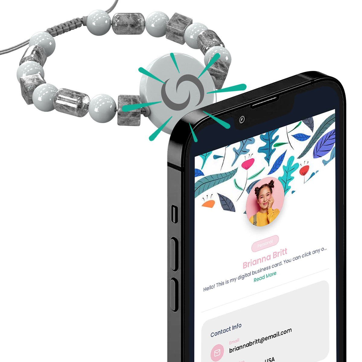 White NFC Pendant pairing with phone